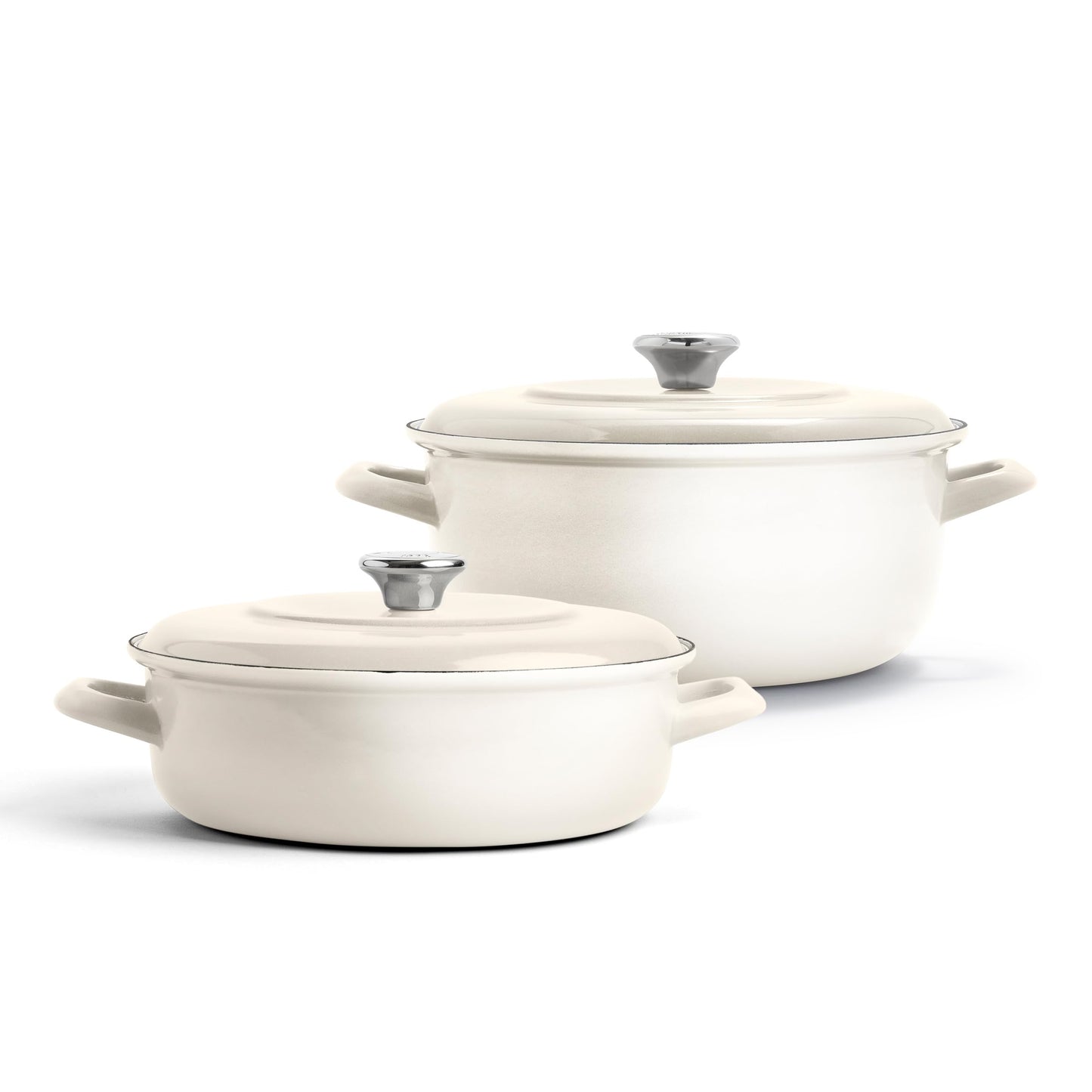 Merten & Storck 3.7QT & 5.5QT Dutch Ovens with Lids, 4 Piece Cookware Set, European Crafted Enameled Iron Stockpot, Induction & All Cooktops, Braising, Stews, Roasting, Slow Cooking, Sourdough, Cream White