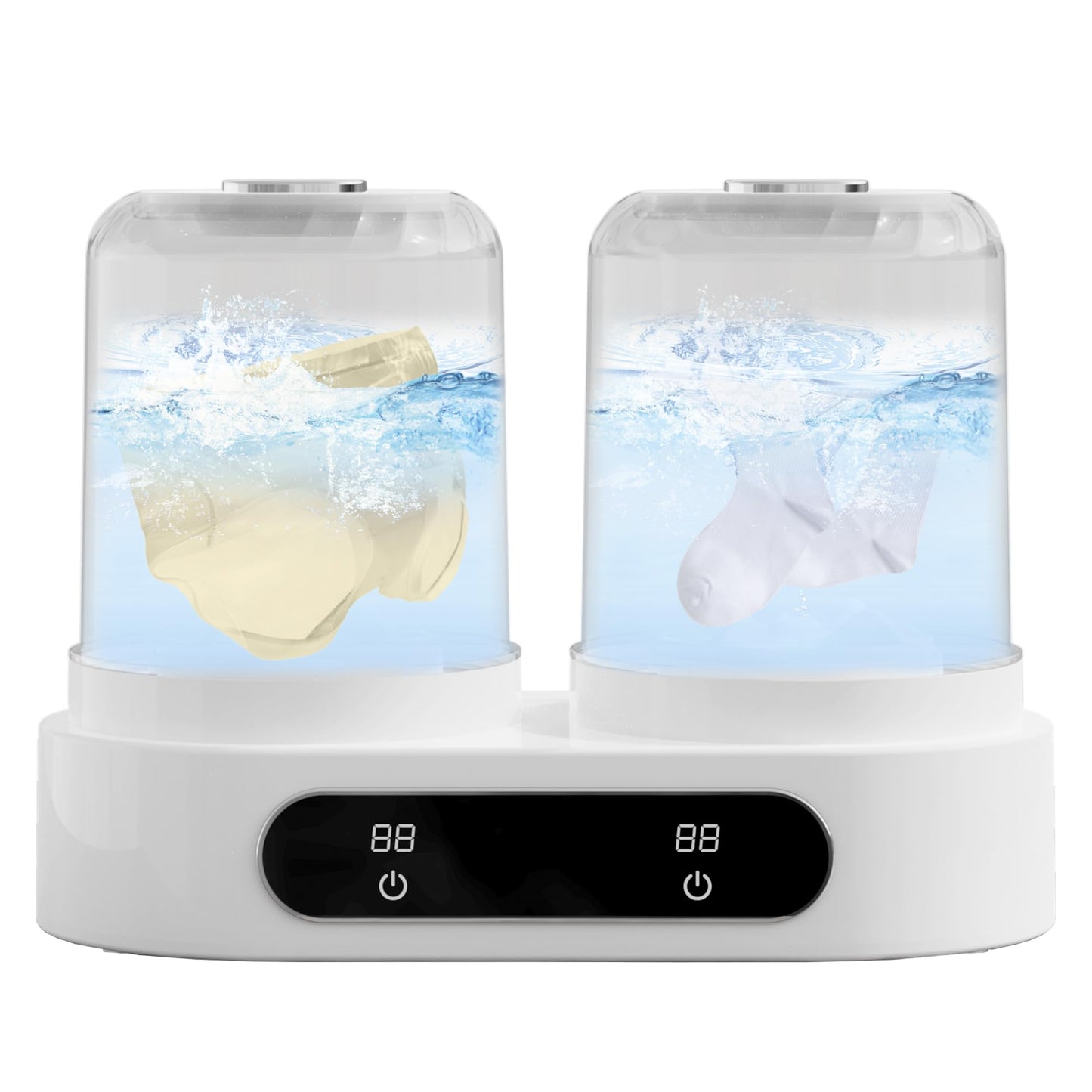 Double Tubs Portable Washing Machine, 3L Cordless Underwear Washing Machine, 2 Modes 3600mAh Portable Washer for Apartment, Dorm, RV, Hotel Use (White)