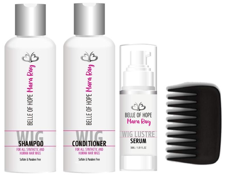 Mara Ray Luxury Hair Care Kits for Synthetic Hair Wigs, Extensions, Toupees with Wide Tooth Comb (4pc Bundle)
