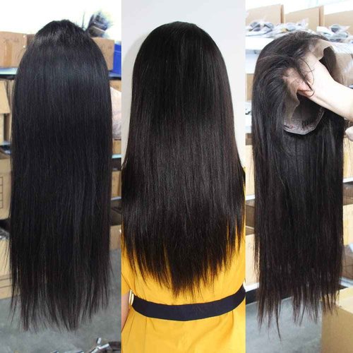 Subella 13x5inch HD Transparent Lace Front Wigs Human Hair Pre Plucked Hairline with Baby Hair 220% Density 12A Straight HD Lace Frontal Wig for Black Women (16inch)