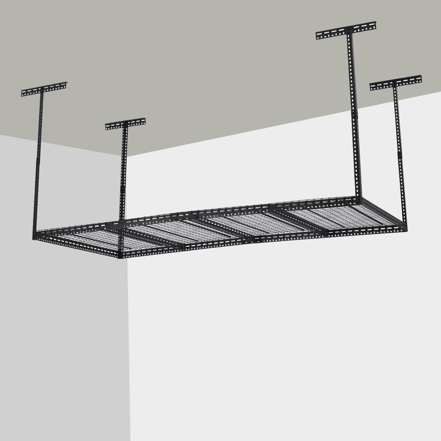 Garage Storage Rack 4x8 ft Overhead Ceiling Mounted Storage Racks Adjustable Garage Storage Organization of Heavy Duty Metal 600Lbs Weight Capacity