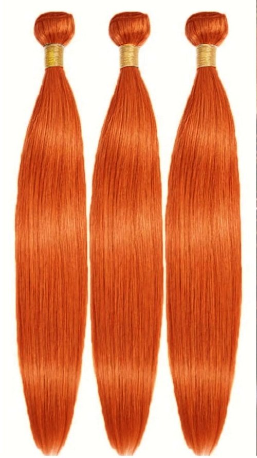 Giginger Bundles Human Hair 22 24 26 inch Orange Straight Bundles 350 Color Human Hair Unprocessed Quick Weave Soft Sewn In Hair Extensions for Black Women