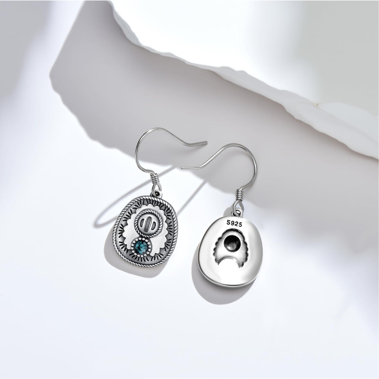 KoyeKei Cowboy Hat Earrings for Women 925 Sterling Silver Cowgirl Hat Turquoise Dangle Drop Earrings Western Country Jewelry Gifts for Daughter Wife Girlfriend