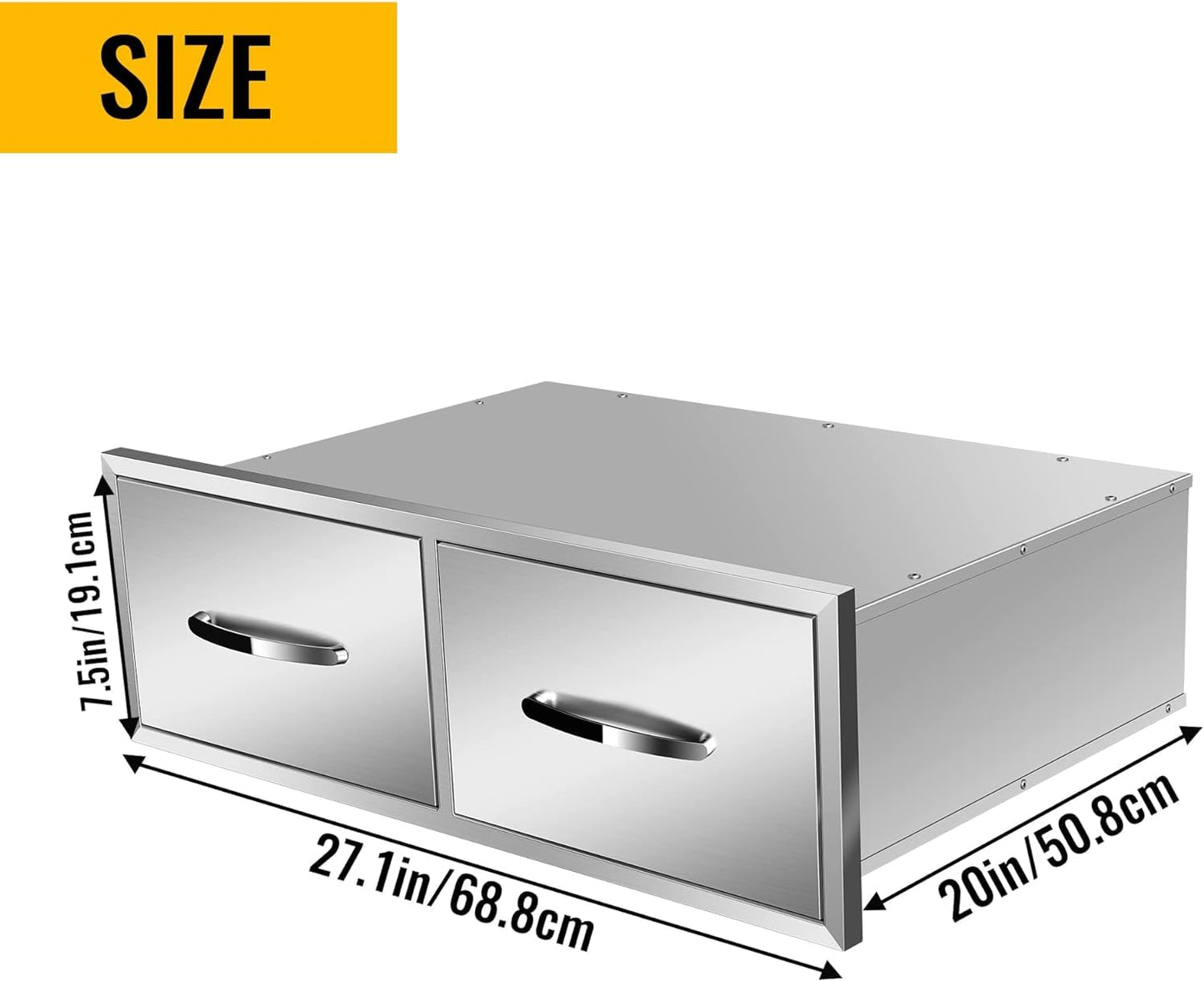 KODOM 30" W x 10" H x 20" D Outdoor Kitchen Single Drawer Stainless Steel BBQ Access Drawers with Exquisite Handle for Outdoor Kitchen Island or Grill Station