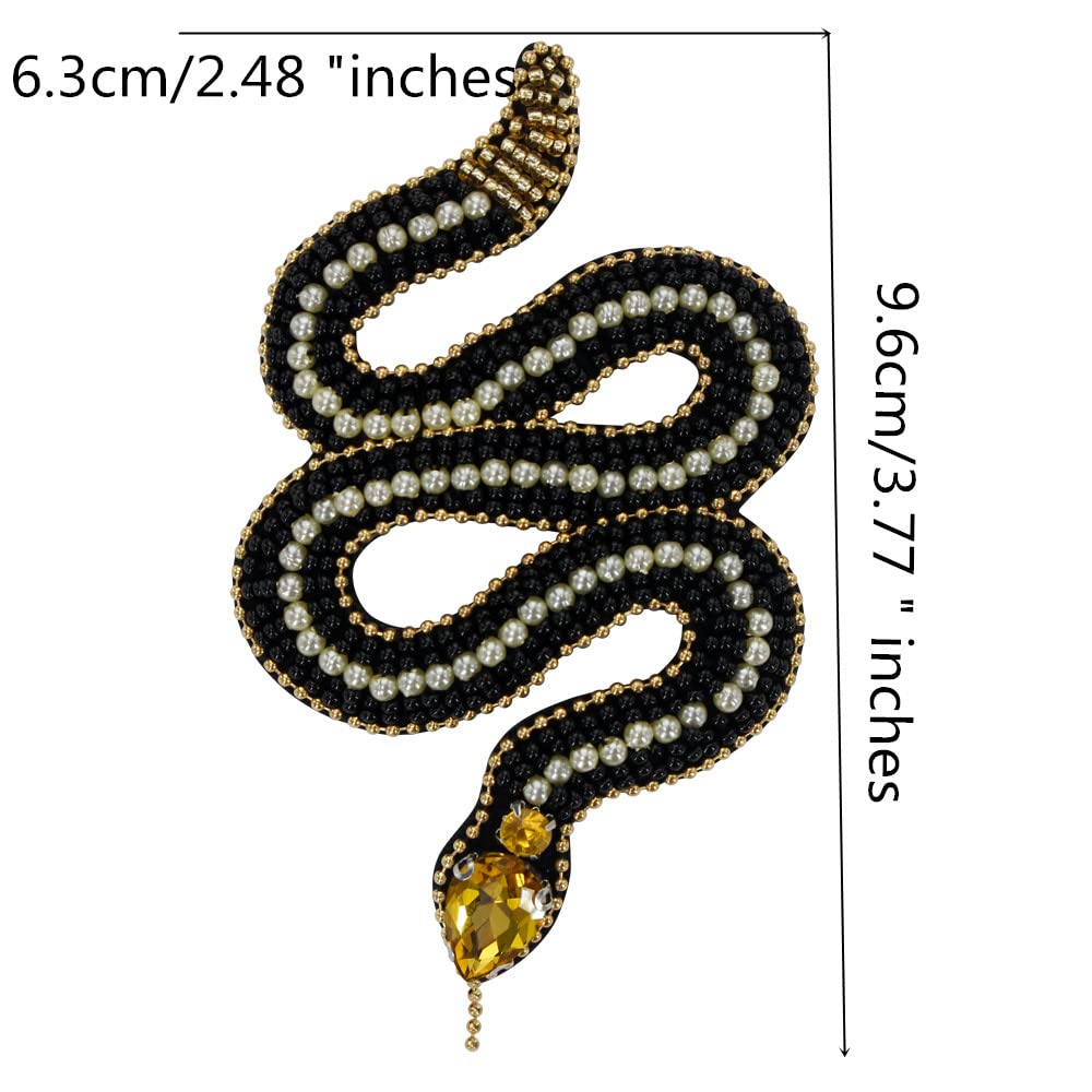 Snake Patches Beaded Flower Snake Badges Applique Motif Sew on Patches for Shoes Clothes Bags Decorated Accessories 3 pieces