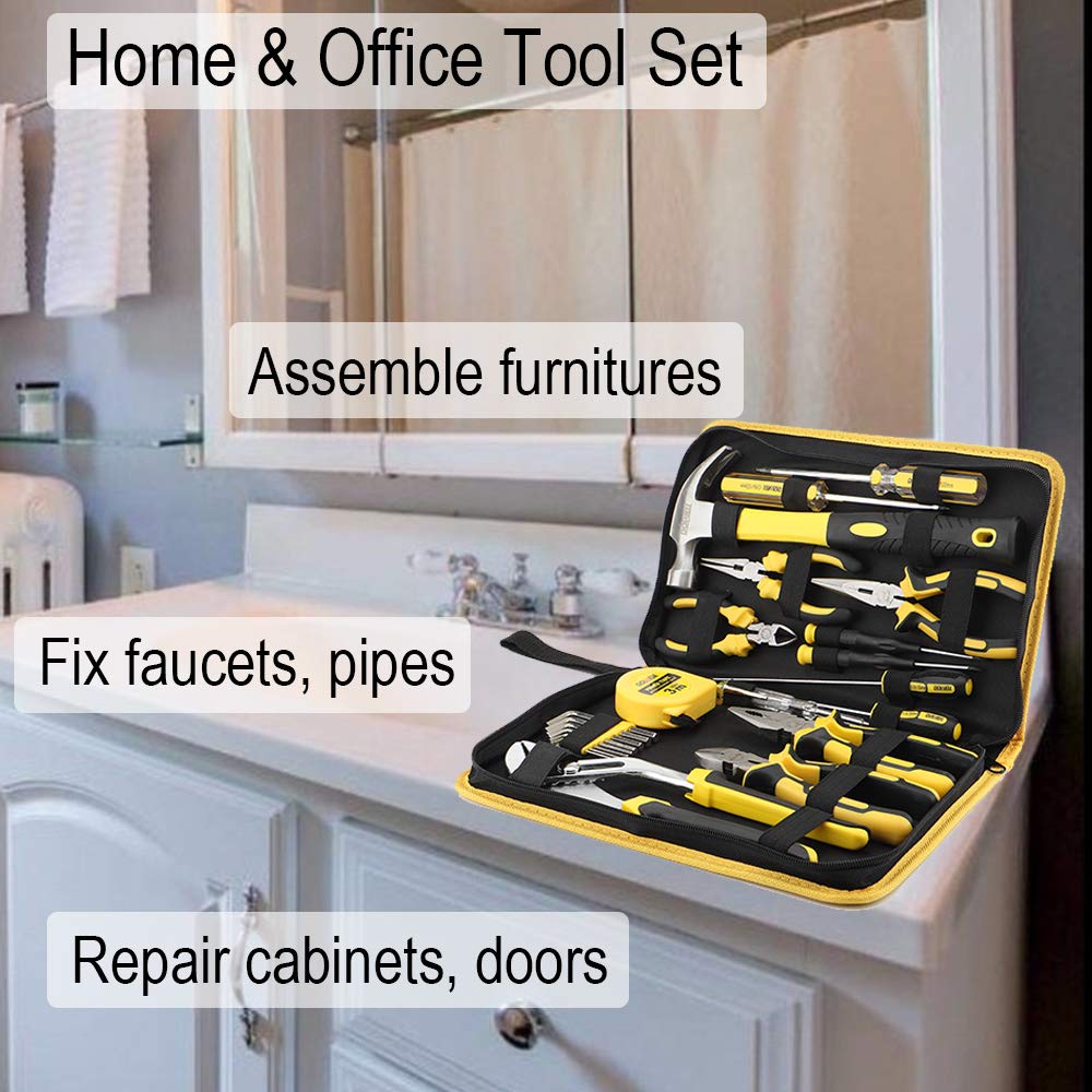 DOWELL 24 Pieces Homeowner Tool Set, Home Repair Hand Tool Kit with Portable Tool Bag