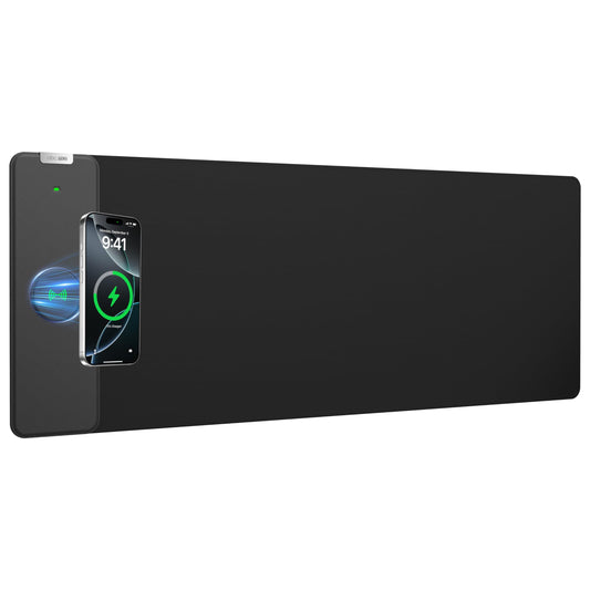 2-in-1 Mouse Pad with Magnetic Wireless Charging, 31.5"x11.8" Large, Waterproof Smooth Surface, Non-Slip Base, No Adapter, Black