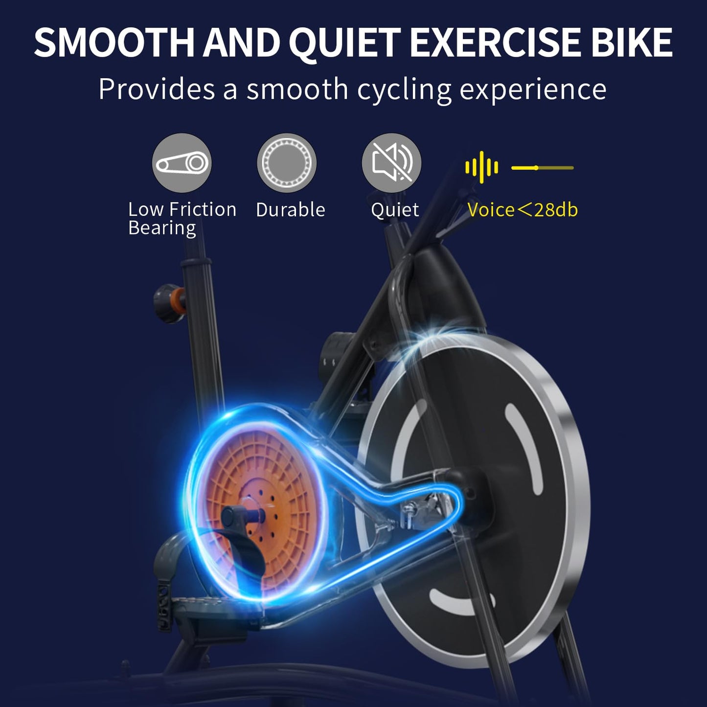 HOELLL Exercise Bike with Exclusive Heart Rate Sensor and APP Sync, Stationary Bikes for Home with Continuously Variable Resistance, Compact Indoor Cycling Bike with Tablet Mount