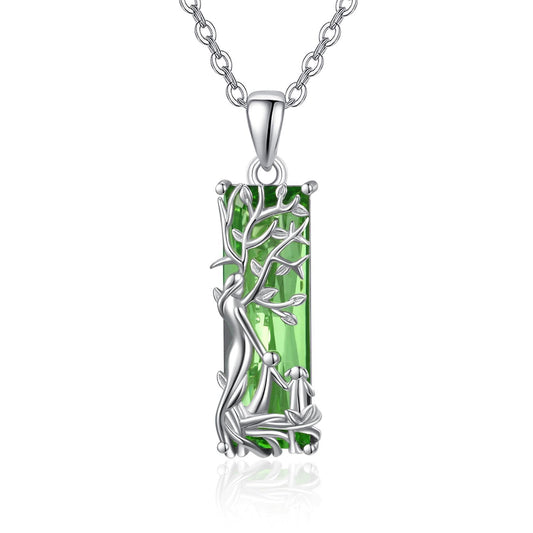 AENEAS Celtic Tree of Life Necklace for Women Sterling Silver Famliy Tree of Life Pendant Green Crystal Jewelry Gifts for Women Wife Her Prime