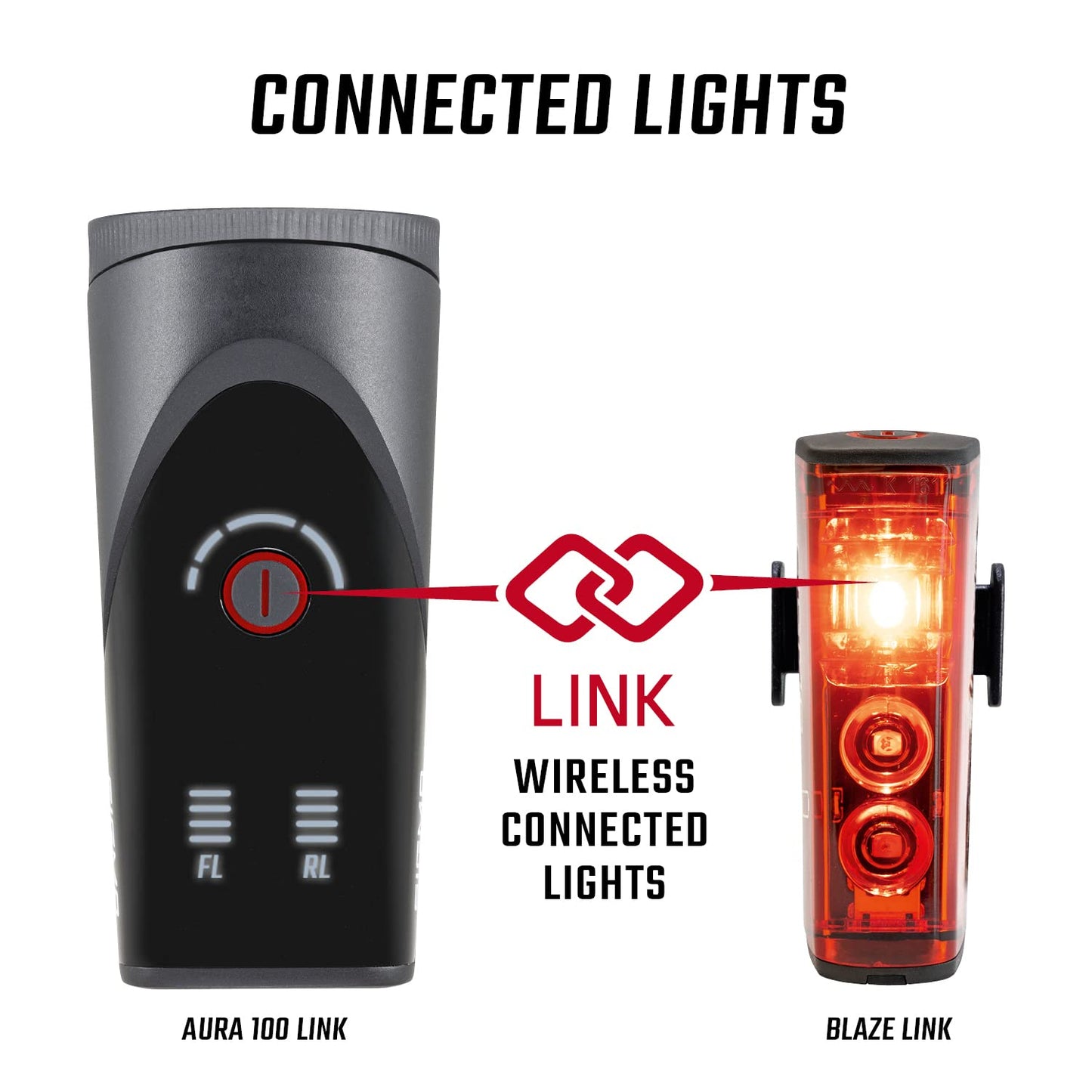 SIGMA Bicycle Light Set Aura 100/Blaze Link (Silicone Holder) Innovative Coupling Function and Automatic Light Adjustment LED Bicycle Light Front with 100 Lux Rear Light with Brake Light Function
