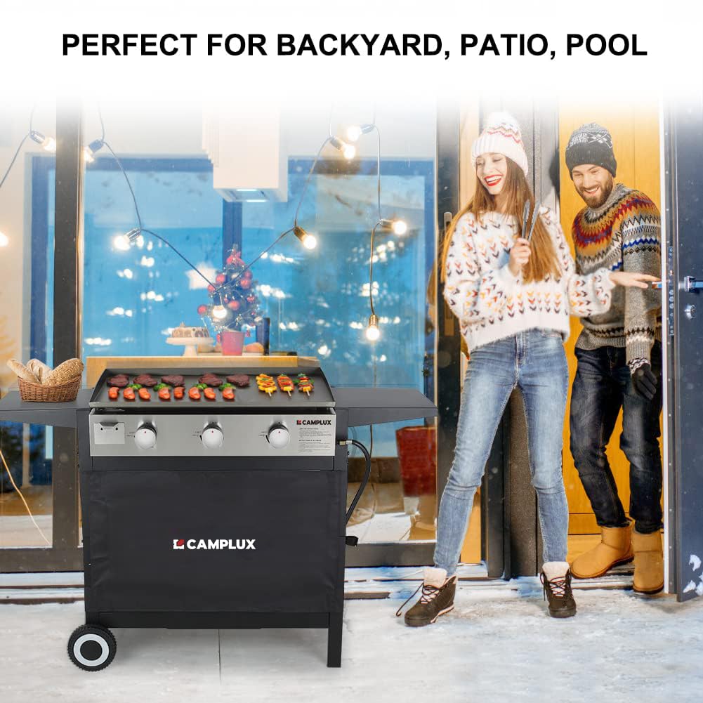 CAMPLUX Flat Top Griddle, Propane gas outdoor grill Griddle Cooking Station for Camping,BBQ,Tailgating or Picnicking, Stainless Steel, Silver, Black