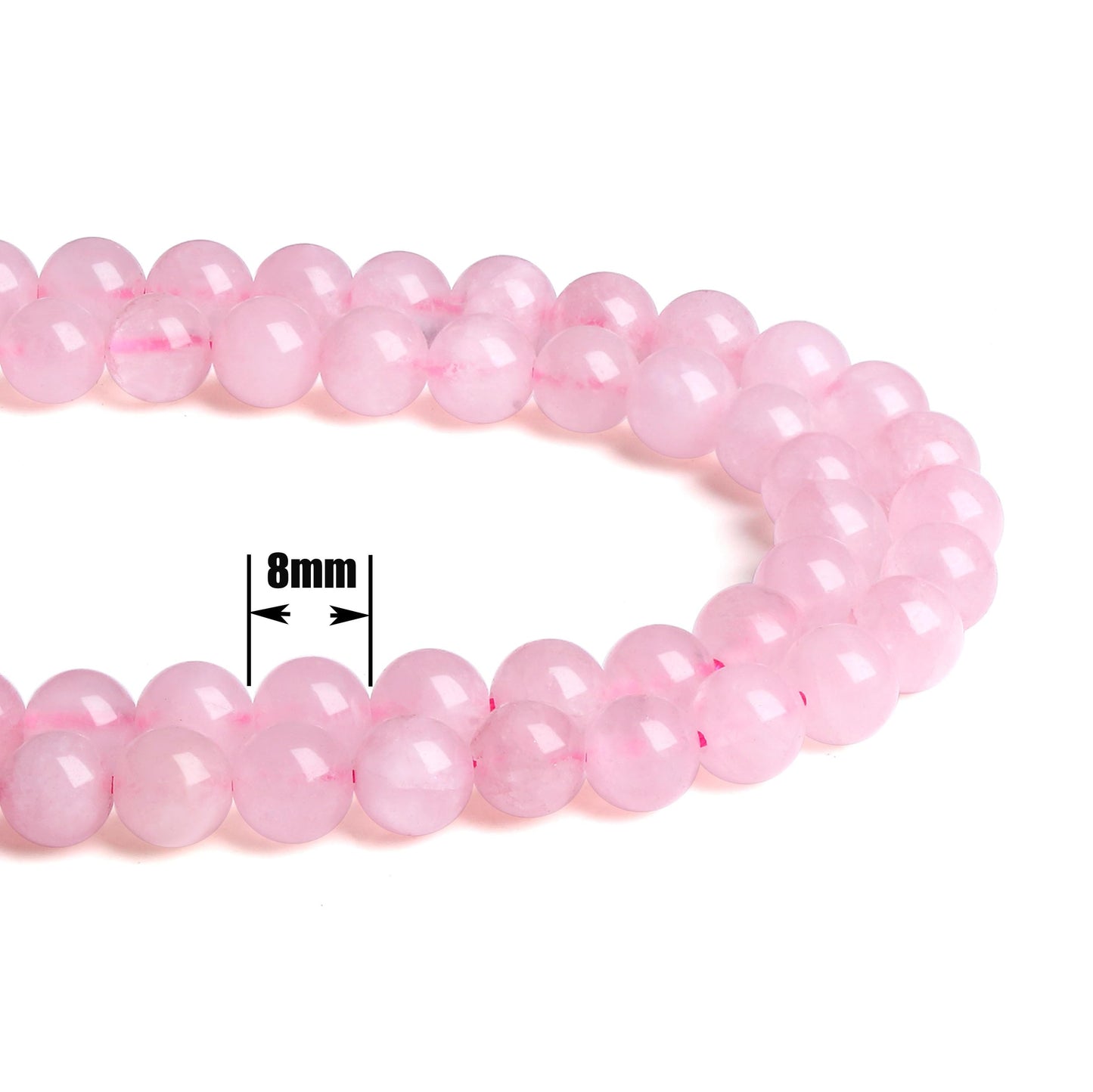 QINJIEJIE 100PCS Rose Quartz Beads 8mm Natural Stone Beads Round Loose Gemstone Bead for Bracelet Beading Crystal Jewelry Making DIY Necklace Earrings 0.32"
