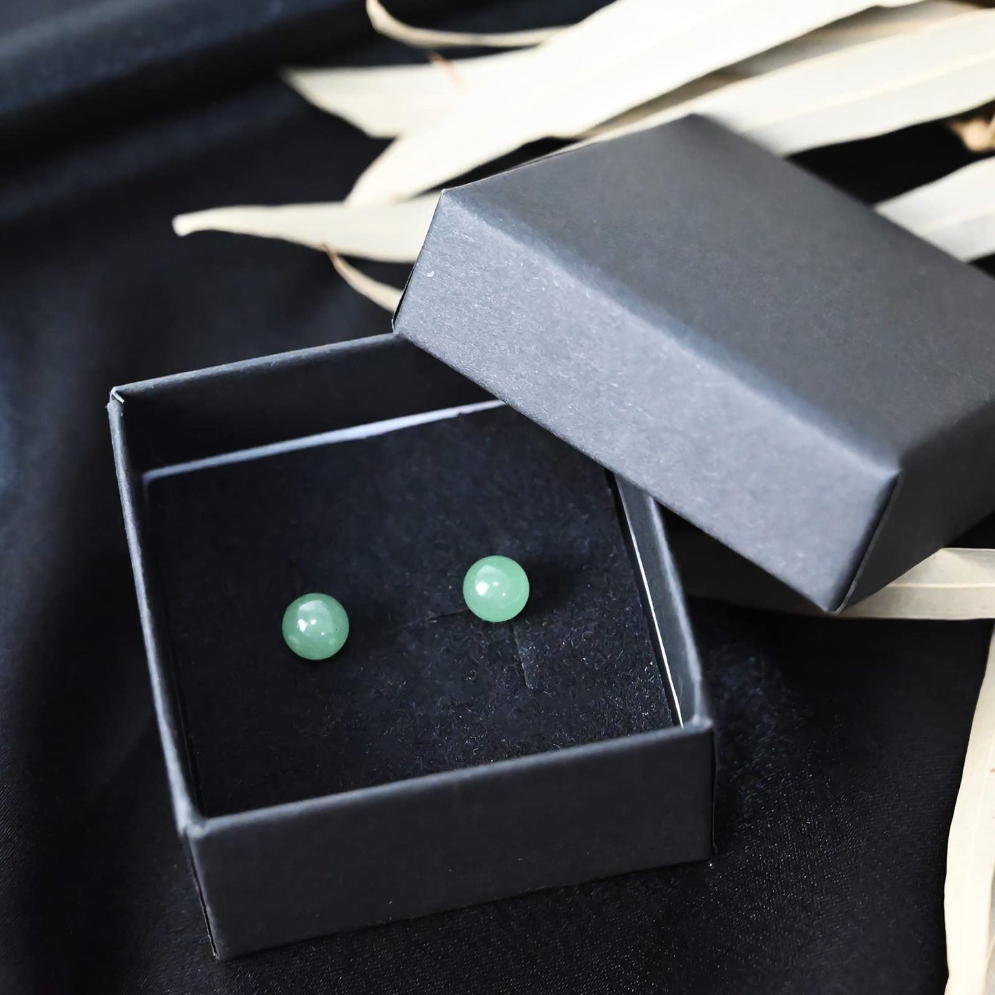 Jade Earrings Studs, 6mm Green Jade Earrings for Women, 925 Sterling Silver Stud Earrings for Sensitive Ears, Green Jewelry for Women & Men, Good Luck Handmade Earrings Gift for Birthday Anniversary