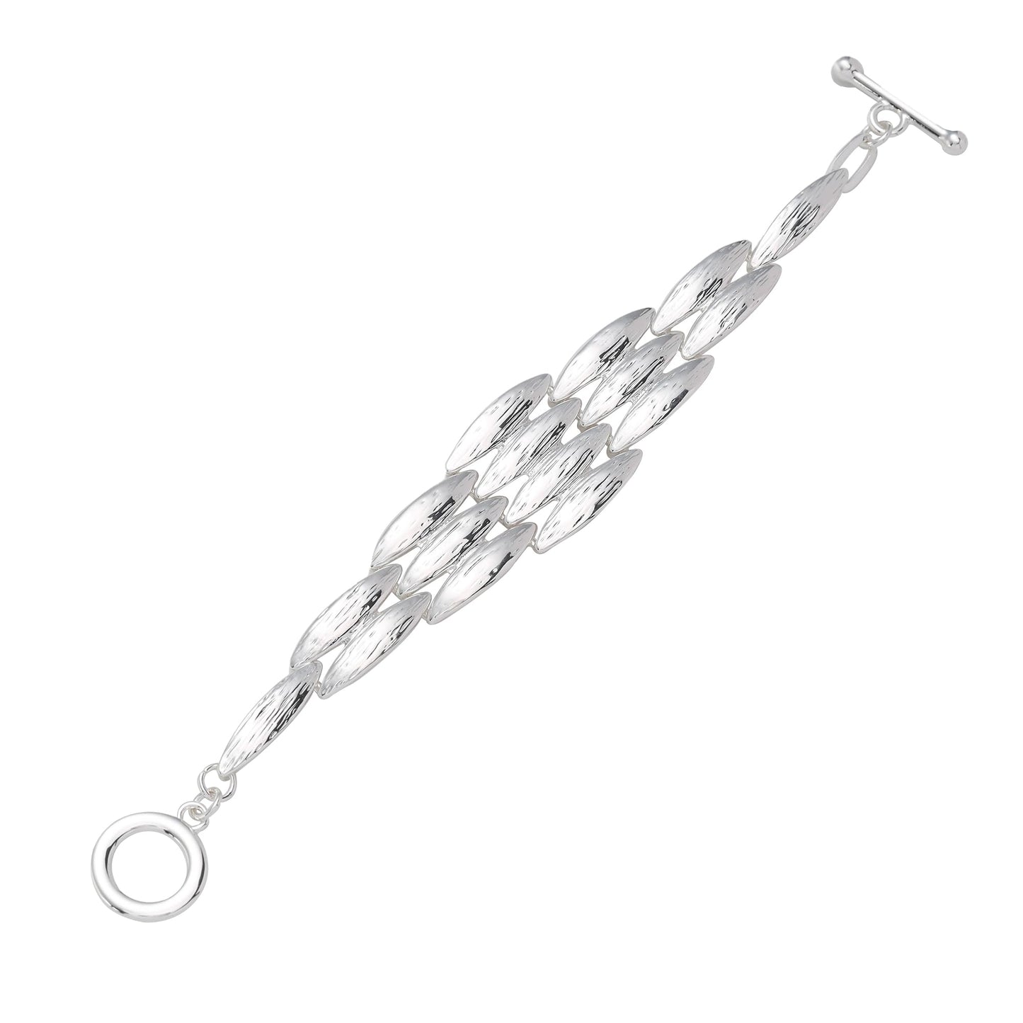 Ginyejly 14K Gold and Silver Plated Special Cain Link with Toggle Clasp Closure in Daily or Party for Women Fashion Jewelry Gifts (silver diamond)