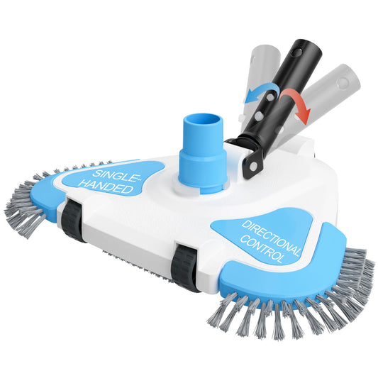 2026 Enhanced TidyMister Pool Vacuum Head with Wheels,Steering Handle Swimming Pool Vac with Side Brush & Rotatable Hose Adapter(Safe for Vinyl Liner) for Inground & Above Ground Pools - Triangle