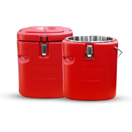 2pcs 5 Gallon Insulated Soup Container Commercial Food Warmer for Hot or Cold Food, 21QT Hot Box for Catering, Food Cooler with 4 Buckles, Handles,Soup Carrier for Restaurant, Canteen,Home