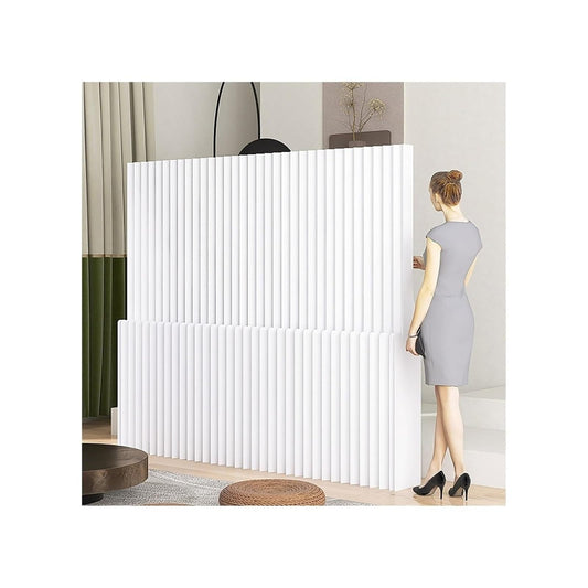 Adjustable Portable Room Divider Screen - Foldable Kraft Paper Partition in White, Multiple, H160xL300cm - Ideal for Privacy and Space Management