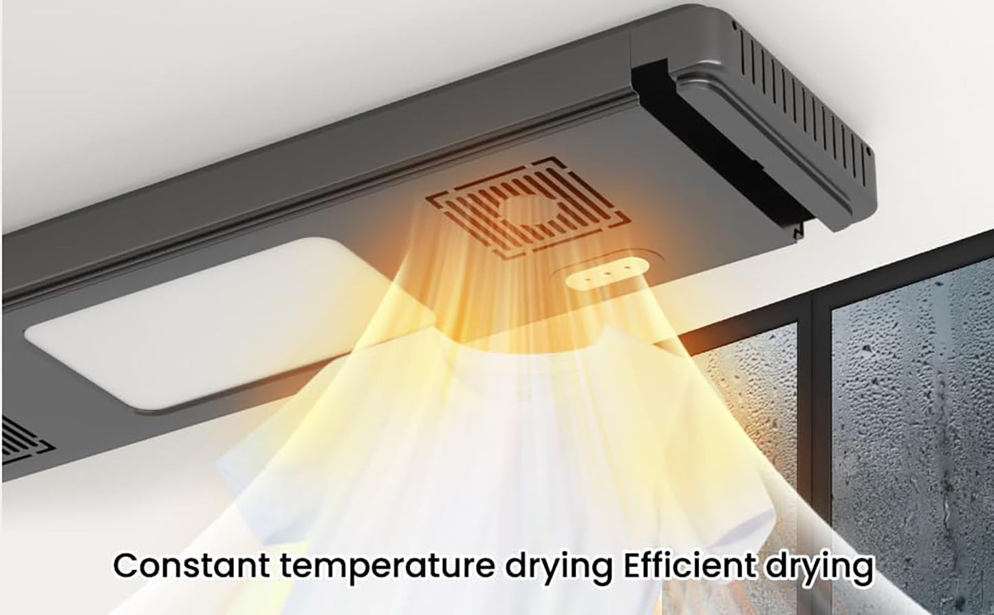 Ouayrhea Ceiling Mounted Clothes Electric Ceiling Drying Rack 110V-120V, Ceiling Clothesline with Built-in Timer Heater,withDrying/Remote and Light 24W for Laundry/Indoors/Garage