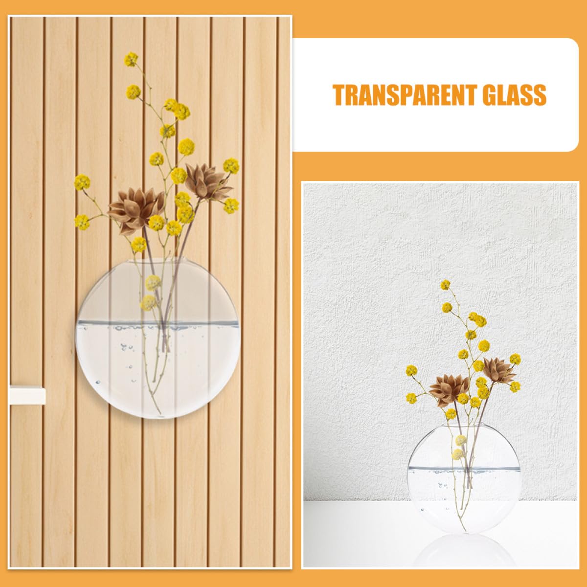 VALICLUD Glass Terrarium Hanging Vase Set, 2pcs Wall-Mounted Glass Containers for Indoor Hydroponic Plants, Decorative Hanging Pots for Home and Office