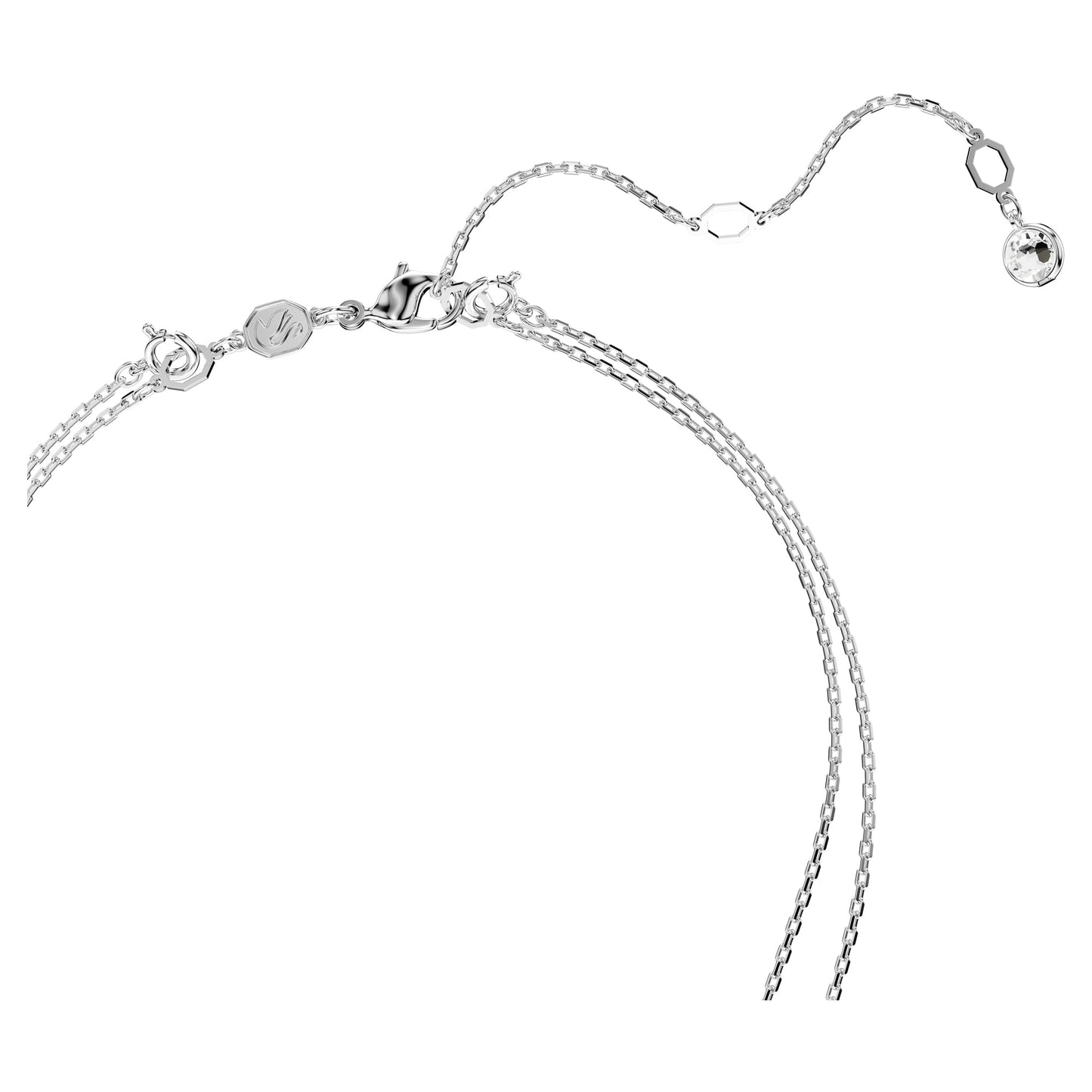 Swarovski Sublima Layered Pendant Necklace, Meteor Motif with Snow Pavé of Clear Round-Cut Crystals in a Rhodium-Finished Setting, Part of the Sublima Collection