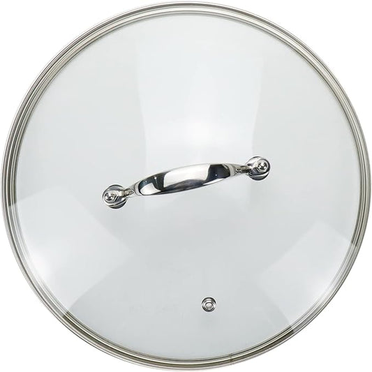 10 Inch Clear Tempered Glass Pan Lid Replacement with Stainless Steel Arch Handle, Oven Safe Up to 356Â°F (180â), Silver