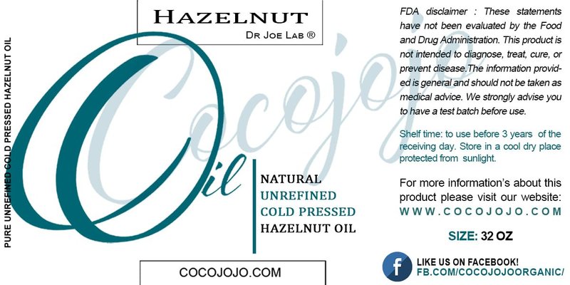 Hazelnut Oil 32 oz Pure Natural Cold Pressed Unrefined Extra Virgin Hazel Nut Oil - for Hair Skin Body Nail and Beard - Moisturizing, Soothing, Hydrating, & Nourishing
