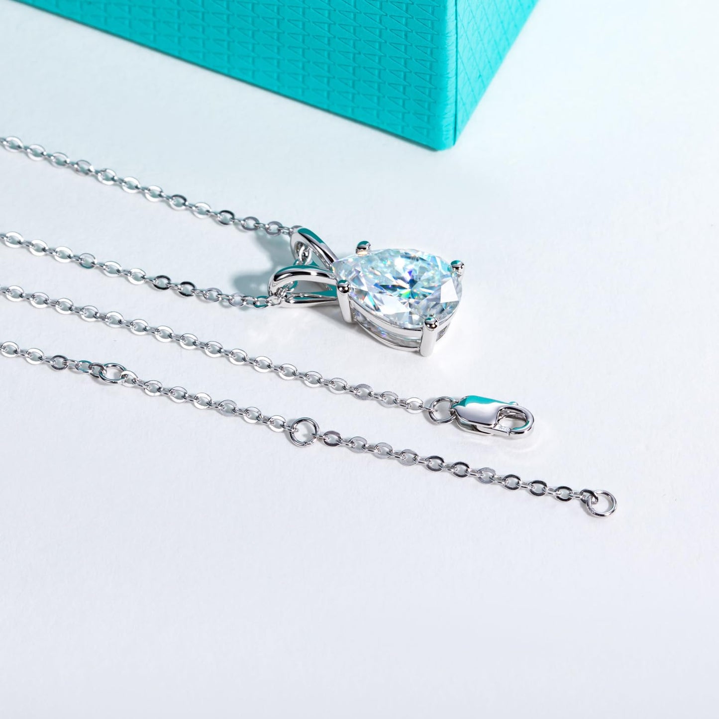 AnuClub Pear Cut Moissanite Pendant Necklace 2CT D Color VVS1 925 Sterling Silver Everyday Wear Necklace for Women Wife Her with Certificate, 40+2+3cm Adjustable Chain