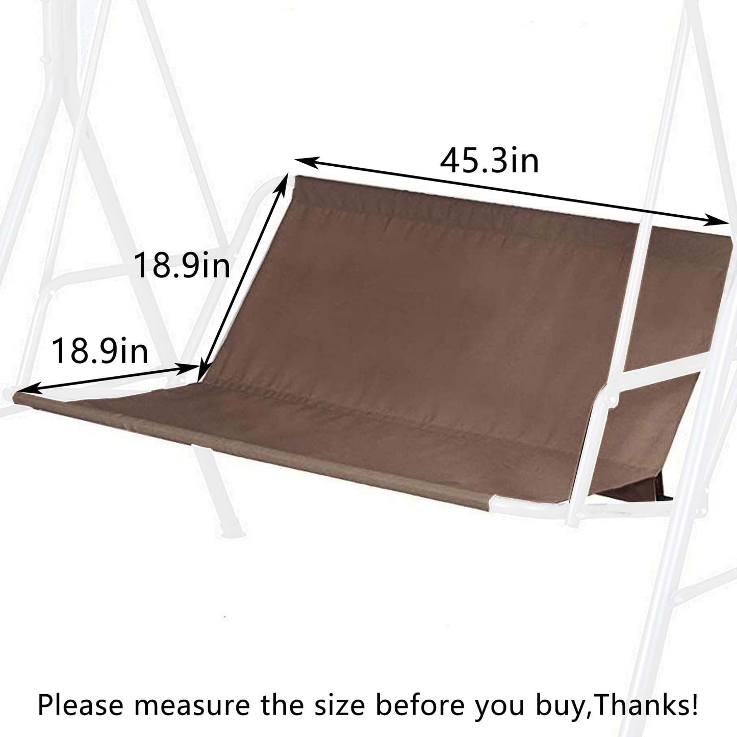 Typutomi Swing Seat Cover - 600D Thickened Oxford Waterproof Chair Bench Replacement for 2/3 Seat Patio Garden Swing (Coffee, S - 45.3x18.9x18.9in)