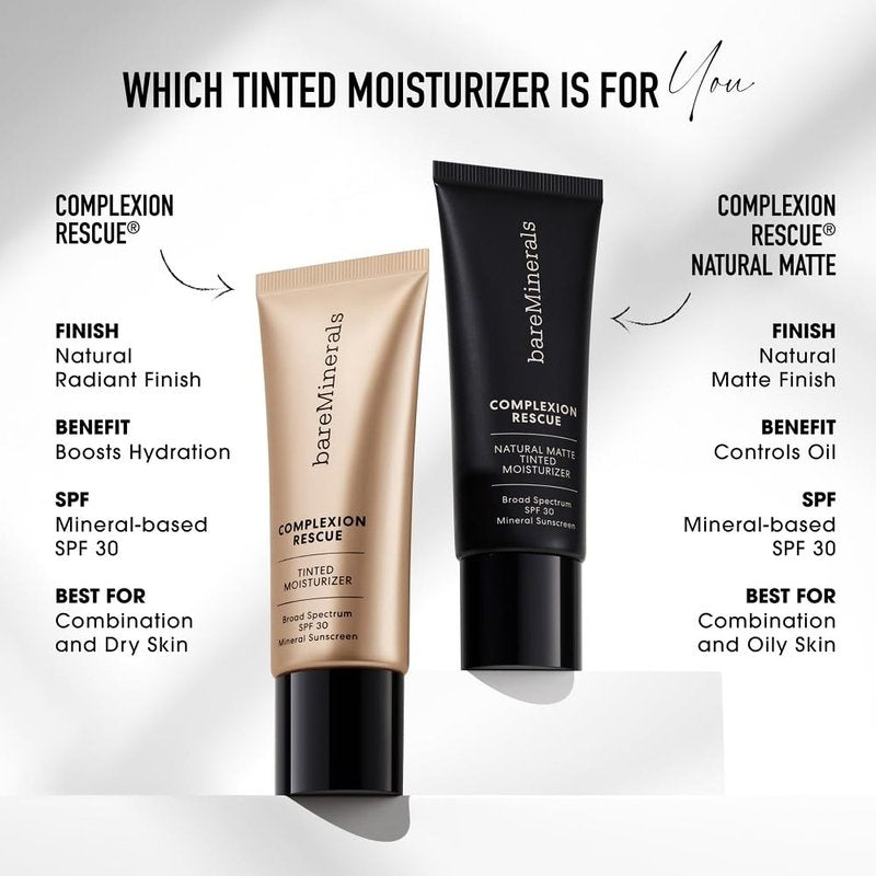 bareMinerals Complexion Rescue Tinted Moisturizer for Face with SPF 30, Full Size, Suede 04, Vegan, Cruelty-Free & Dermatologist-Tested