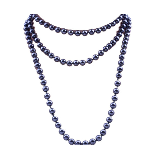 1920s Long Pearl Necklace Faux Pearls Necklace Imitation Beaded Long Pearls Necklace 1920s Gatsby Costume Jewelry-grey