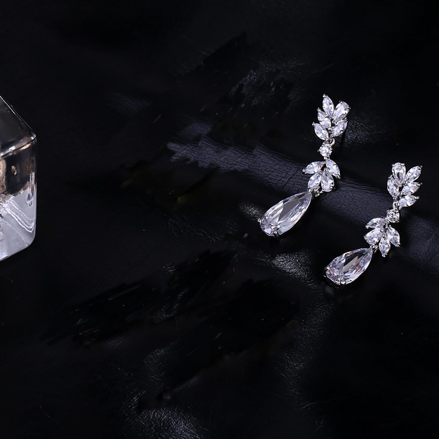 Hadskiss Bridal Earrings for Wedding, Bridal TearDrop Dangle Earrings, White Gold Plated Marquise Cubic Zirconia Prom Jewelry, Wedding Party Jewelry for Bridesmaid