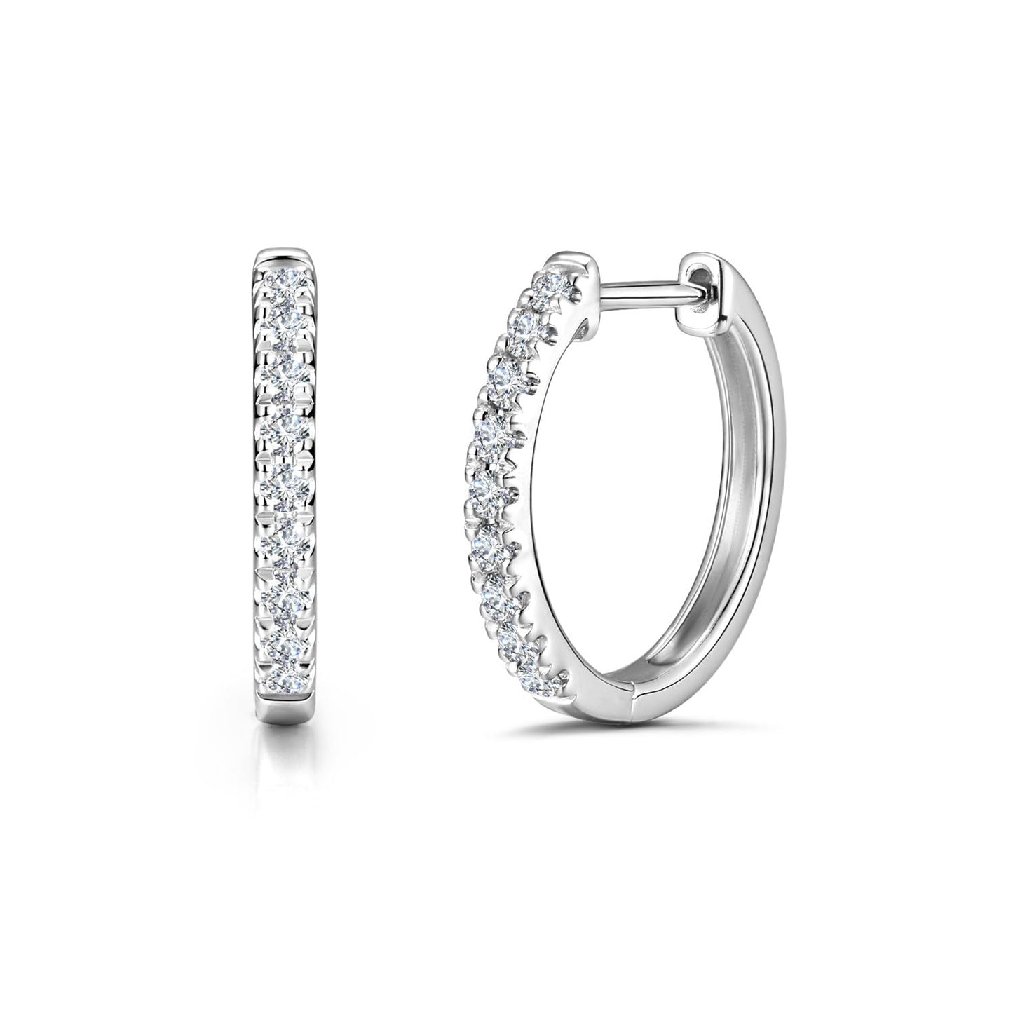 Agvana 0.78 Ct. Tw. Lab-Grown Diamond Hoop Earrings in Sterling Silver (D-E Color, VS Clarity) Fine Jewelry Anniversary Birthday Gifts for Women Her, Size 20MM