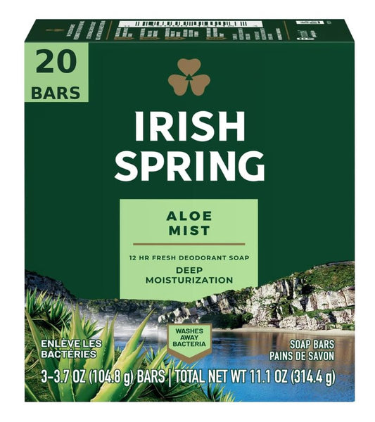 Irish Spring Aloe Bar Soap 3.75 Oz-pack of 20 Bars