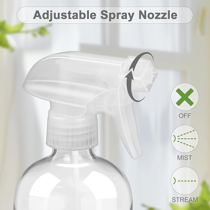 Worldgsb 2 Pack Glass Spray Bottles with Silicone Sleeve, 16 oz Empty Refillable Containers with Adjustable Spray Nozzles, Spray Bottles for Hair, Cleaning Solutions and Plants Purple
