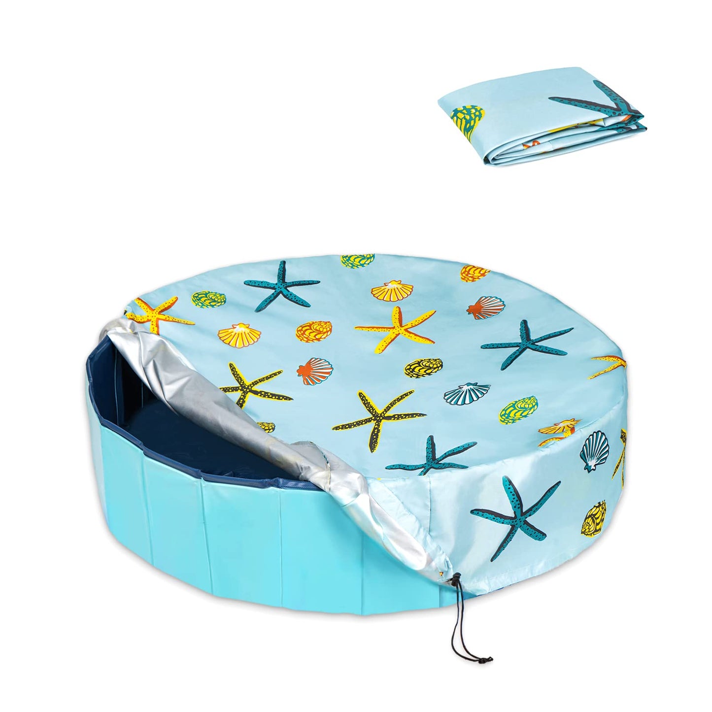 Ladadee Foldable Round Dog Swimming Pool Cover, for 32 "/63â/48â Collapsible Outdoor Tub, PVC Coating Waterproof and UV Protection, Leakproof Washable Kiddie Pet Small Paddling Bath Accessories