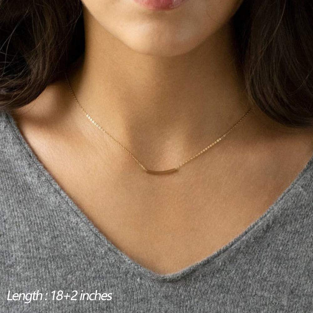 Simulated Pearl Choker Curved Bar Necklace Copper Rod Layered Simple Necklace Adjustable Choker Necklaces for Women Jewelry