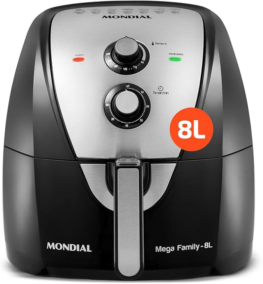 Fritadeira Sem Óleo Air Fryer 8L, Mondial, Preto/Inox, 1900W, 220V - AFN-80-BI