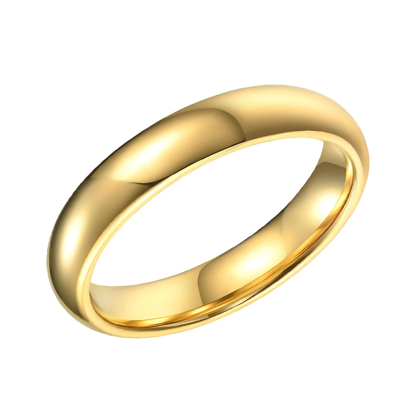 SHOP WGS 4mm 14K Solid Gold Wedding Band for Men & Women - Italian Real 14K Gold Plain Rings for Men - Solid Gold Wedding Bands Size 6