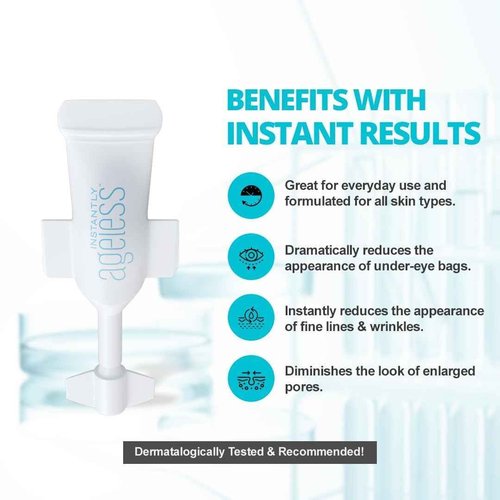 Instantly Ageless - Instant Face Lift Cream - Skin Care for Anti Aging face cream - Wrinkle Tightener - Instant Under Eye Bags Remover - Facelift in a Box of 25 Vials