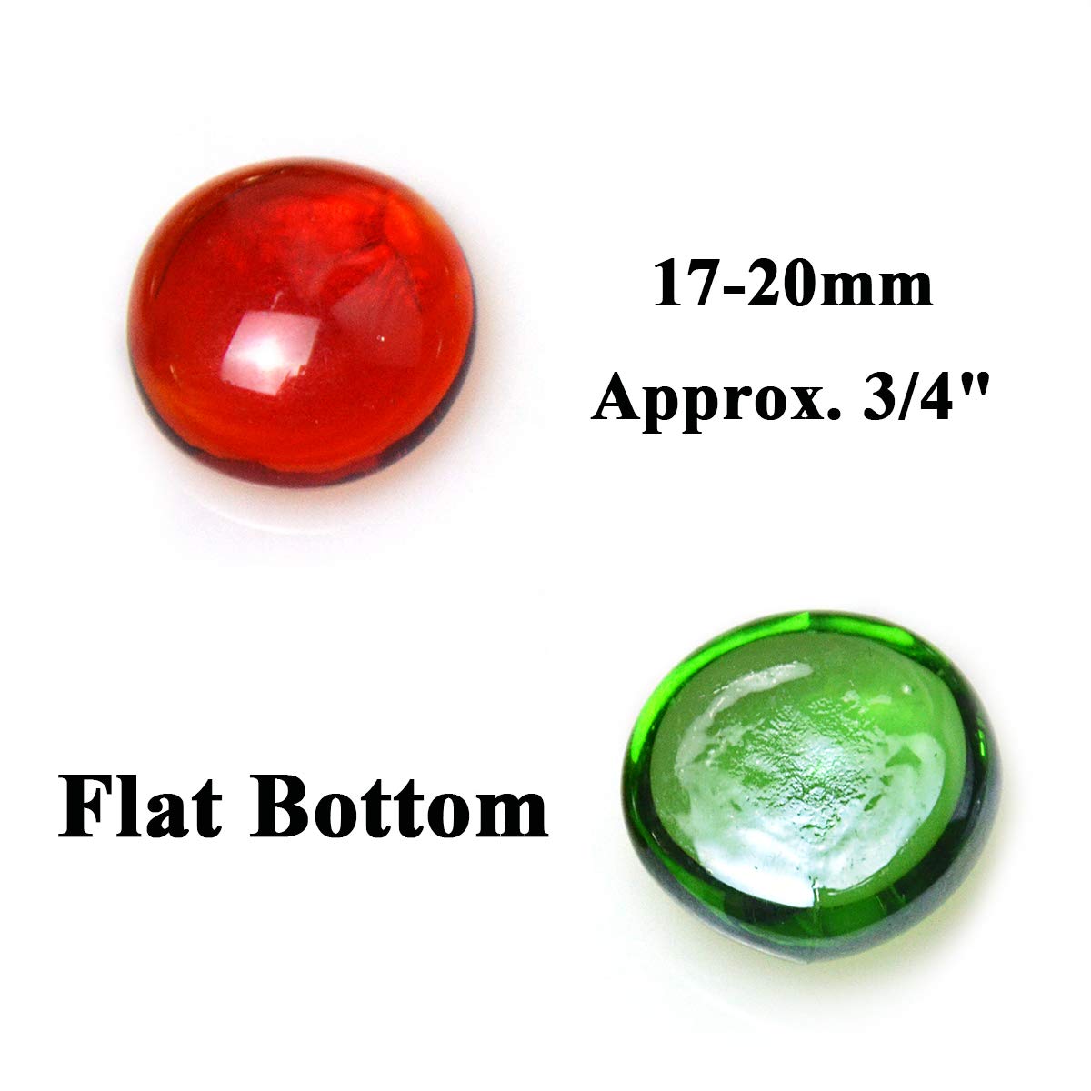 Kissvian Flat Glass Marbles/Gems/Stones/Beads for Home Décor Vase Filler Table Scatter Art Craft Aquarium – 2LB (17-20mm, Approx. 3/4") Red & Green
