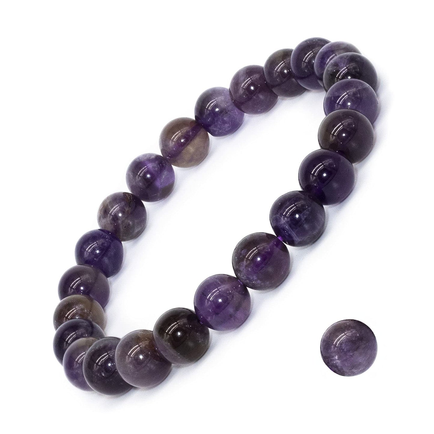 DAZCOLO 8mm Natural Gemstone Stretch Bracelet, Handmade Unisex Crystal Bracelets for Meditation, Yoga, Spiritual Healing & Positive Energy (Dark Amethyst)