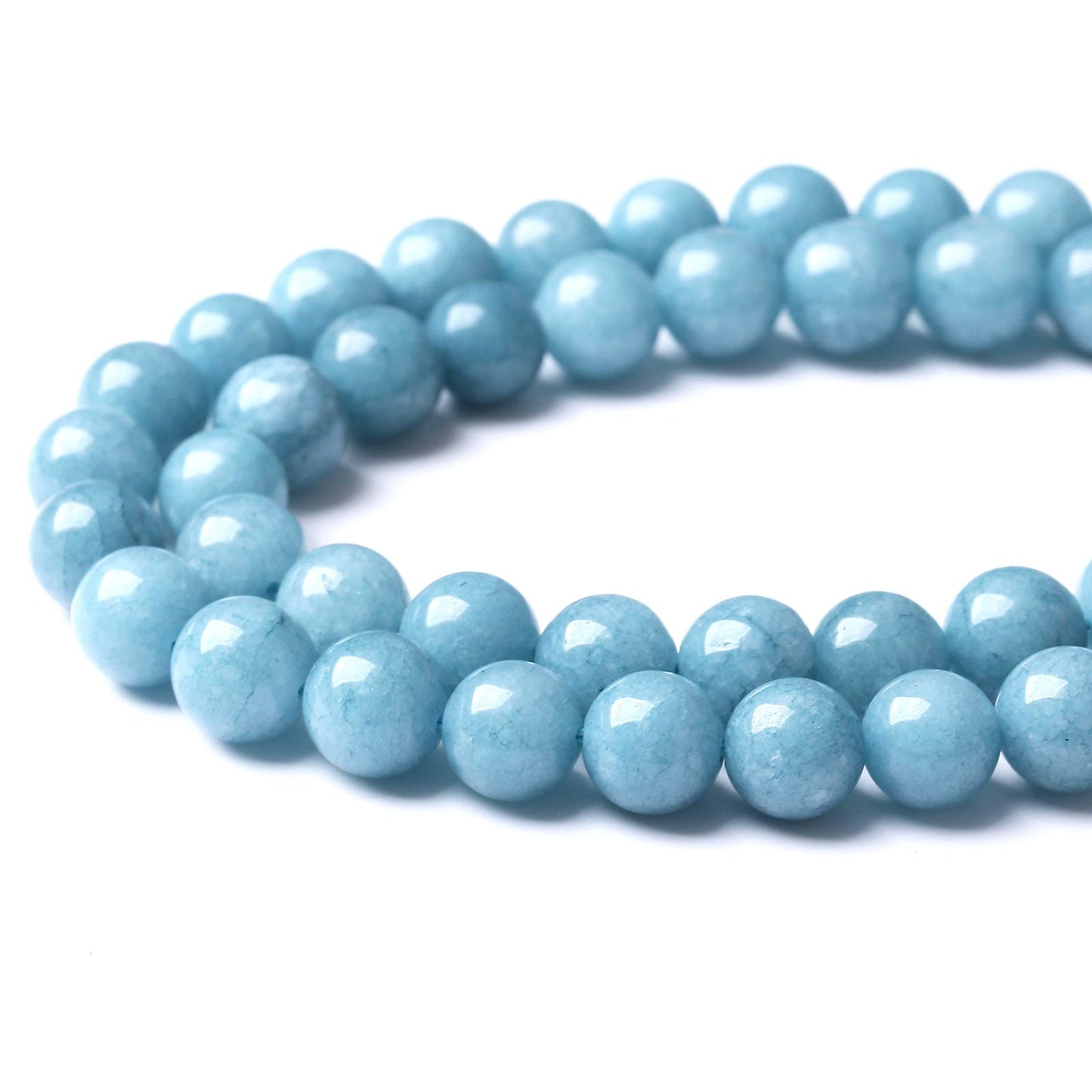 Blue Chalcedony Natural Stone Beads Gems Round Loose Beads Jewelry Making DIY Bracelet Necklace Accessory 1 Strand 45PCS 8MM 15"