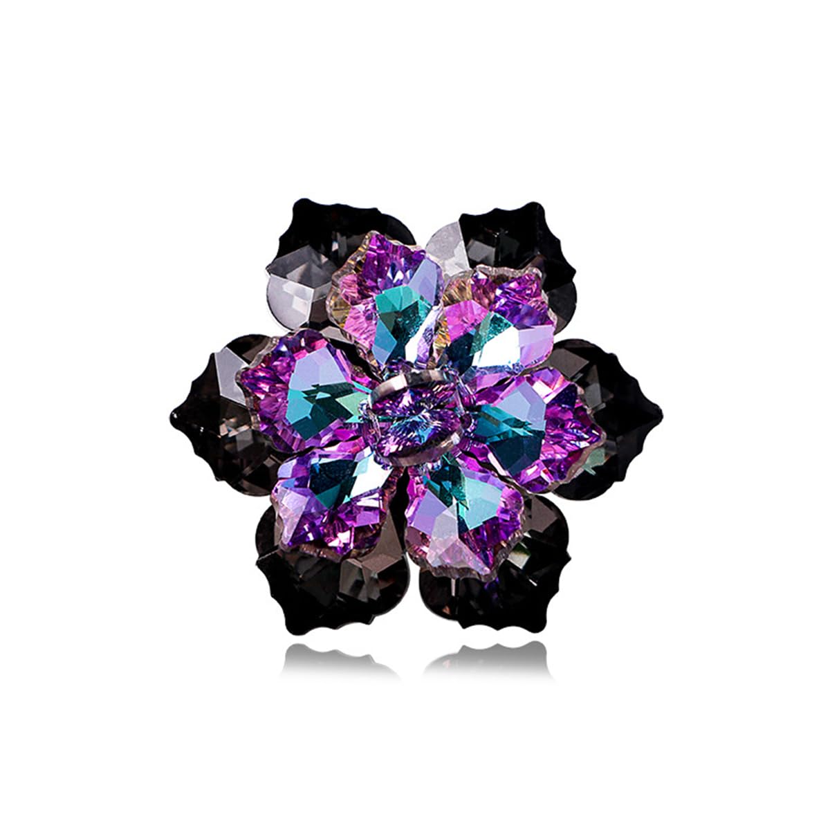 Rhinestone Sunflower Brooch Pin for Women Red Black Purple Large Flower Brooch Snowflake Hat Marquise Wreath Christmas Jewelry (Pink brooch B)