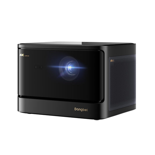 Dangbei DBOX02 Laser Projector 4K GTV, 2450 ISO Lumens, Netflix Officially Licensed, Blu-ray 3D, Home Theater Projector with WiFi and Bluetooth, HDR10+, 200-inch Picture, 2x12W DTS:, Dolby Audio