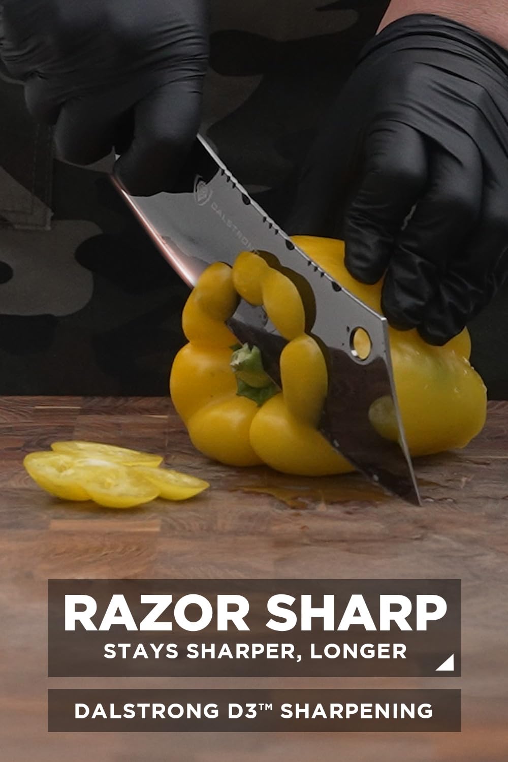 Dalstrong Chef & Cleaver Hybrid Knife - The 'Crixus' - 8 inch - 9CR18MOV HC Steel - Black Blade Titanium Coated - Resin & Wood Handle - Valhalla Series - Razor Sharp Chef's Knife - w/Leather Sheath