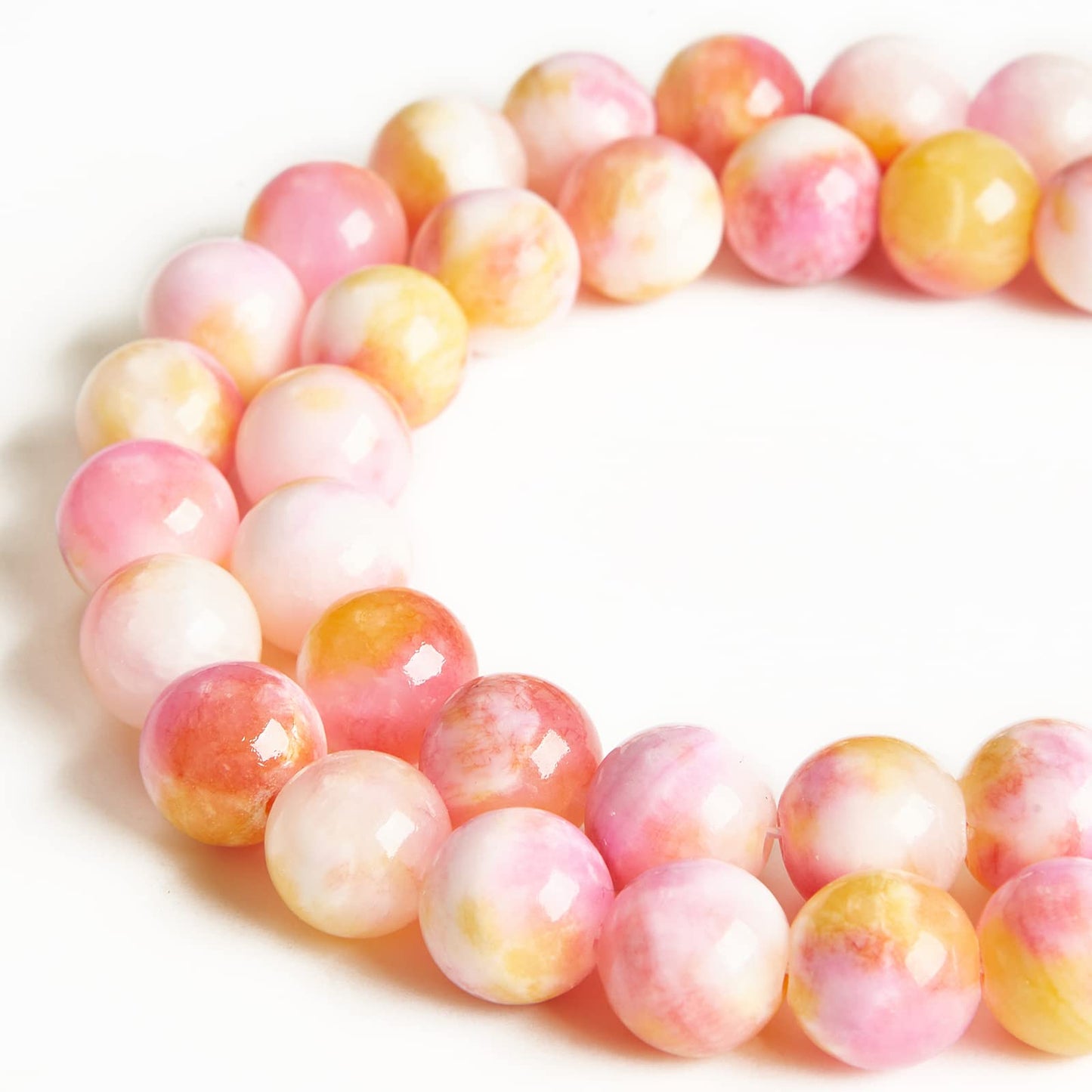 100pcs 6mm Pink Yellow Jade Beads Natural Gemstone Beads Round Loose Beads for Jewelry Making