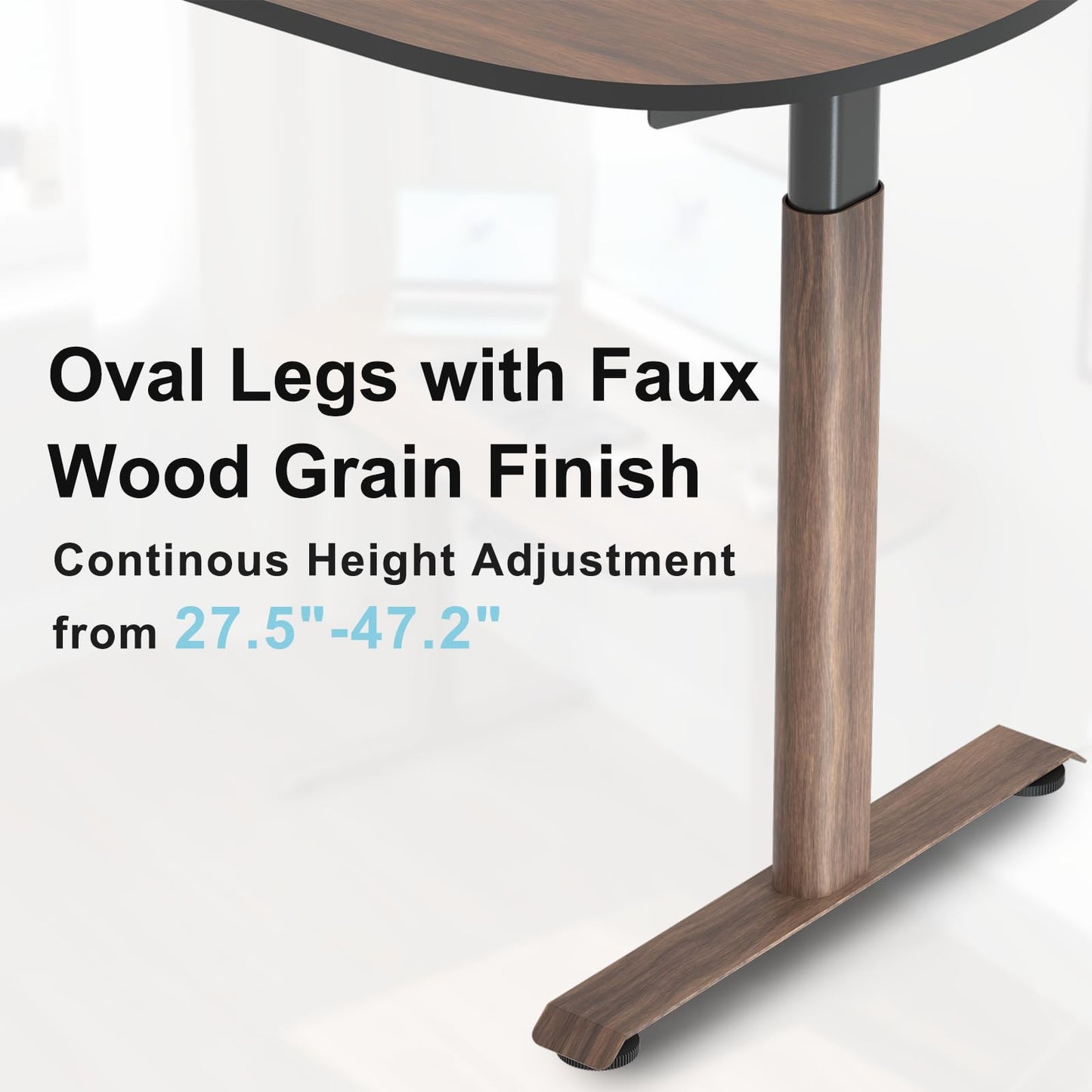 ERGO COLLECT Oval Leg Electric Standing Desk, 48x24 Inch Whole-Piece Oval Desktop, Height Adjustable Sit Stand Workstation for Home Office, Walnut (48x24)