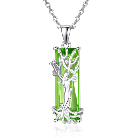 AENEAS Valentines Day Gifts for Women Her Tree of Life Necklace for Women 925 Sterling Silver Family Tree of Life Pendant Green Crystal Jewelry Gifts for Wife Her