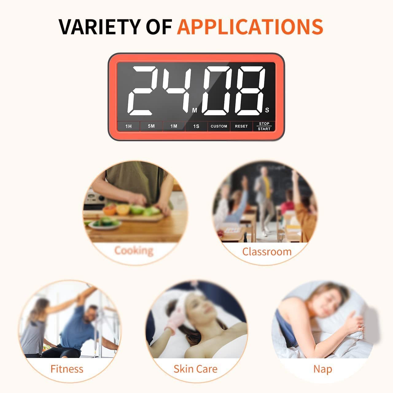 NSUQOA JSEIAJB Portable Magnetic LED Large Display Digital Kitchen Timer Countdown Timer Home Cooking Classroom Gym Timer