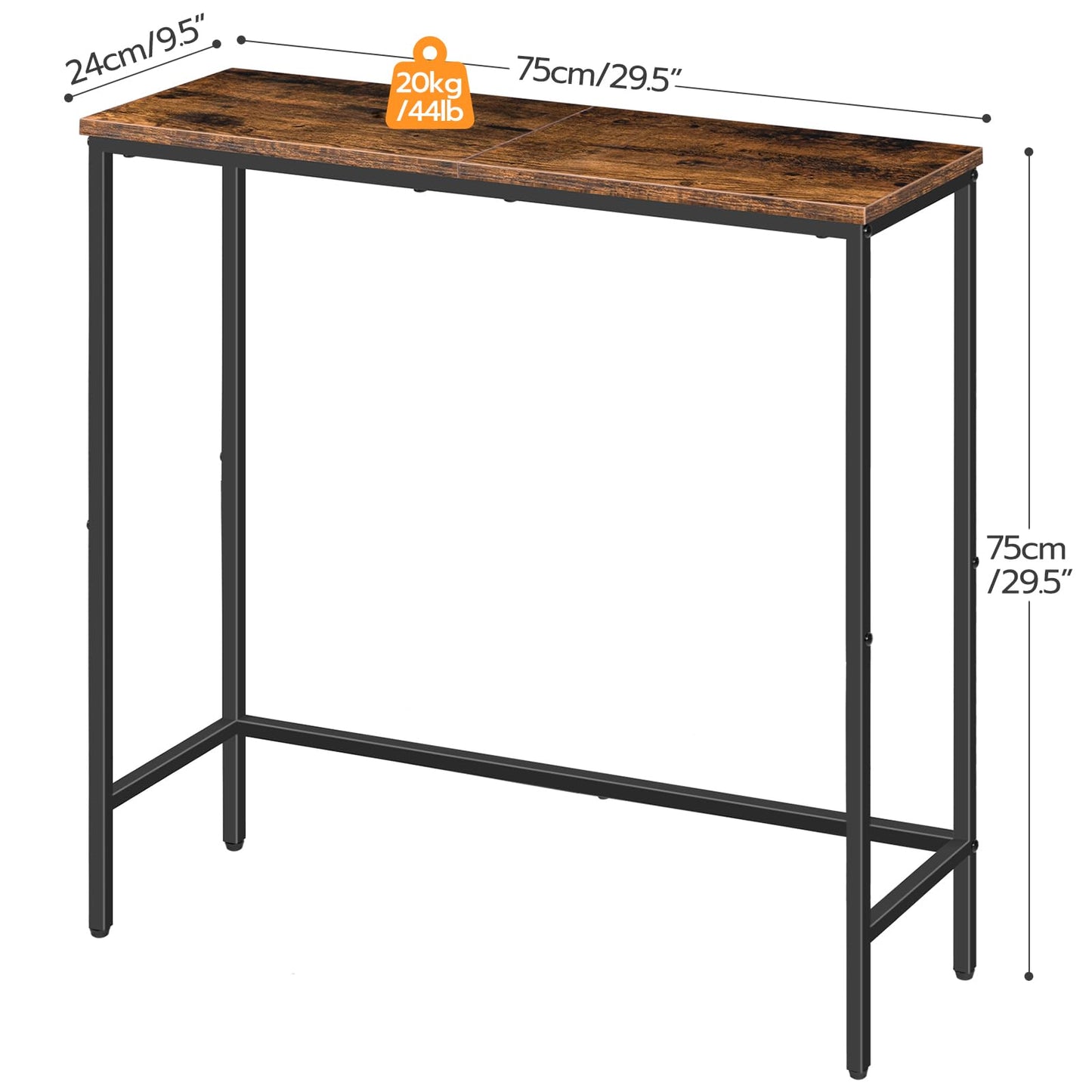 HOOBRO Narrow Console Table and 3-Tier Purse Organizer for Closet, 29.5" Small Entryway Table, Purse Rack Stand with 8 Movable Hooks, BF75XG01-WN28CJ01